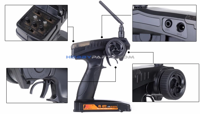 FS-GT2 2.4G 2CH Gun Transmitter W/ 3 Channel Receiver (Black Version) 1 FS-GT2 2.4G 2CH Gun Transmitter W/ 3 Channel Receiver (Black Version)