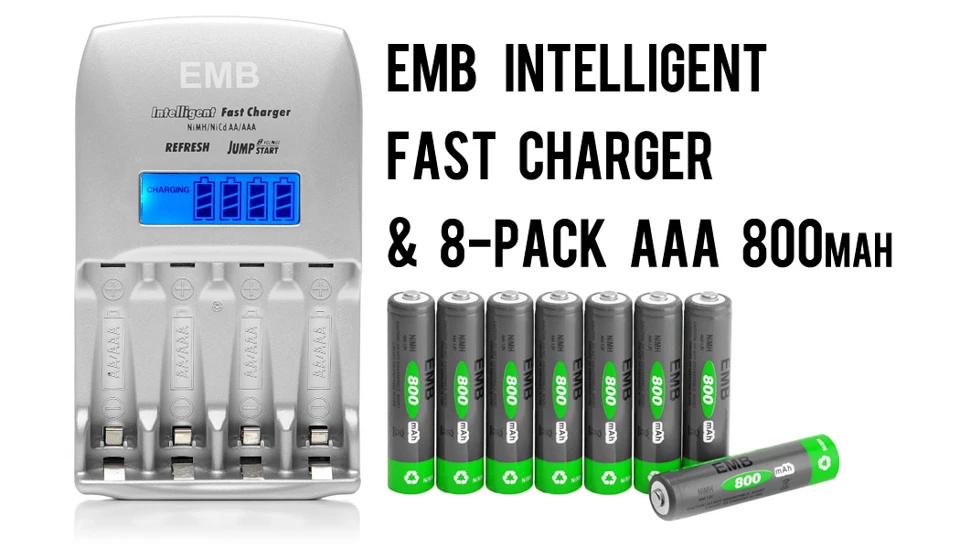 8-Pack AAA 800mAh NiMH Rechargerable Battery+1 Hour Fast Charger 1 8-Pack AAA 800mAh NiMH Rechargerable Battery+1 Hour Fast Charger